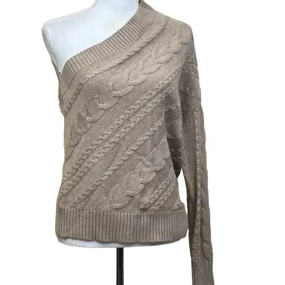 L'Agence Zoey one shoulder cable sweater, medium, minimalist, classic, simple - Picture 2 of 6